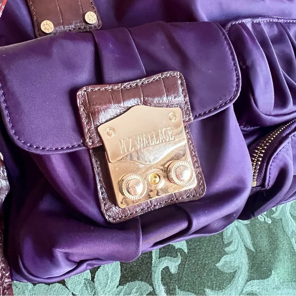 Gorgeous MZ Wallace plum nylon Clara satchel with leather trim & brass h…